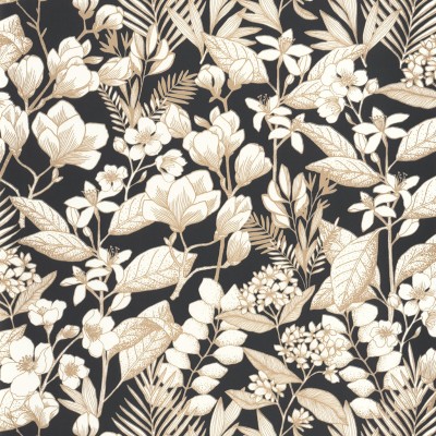 Papel de parede FLORAL PRETO E DOURADO MLGT_10438_90_23
