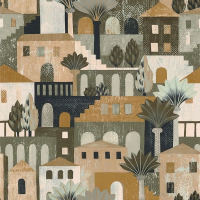 Paper pintat POBLE MEDITERRANI VERD Paper pintat POBLE MEDITERRANI VERD