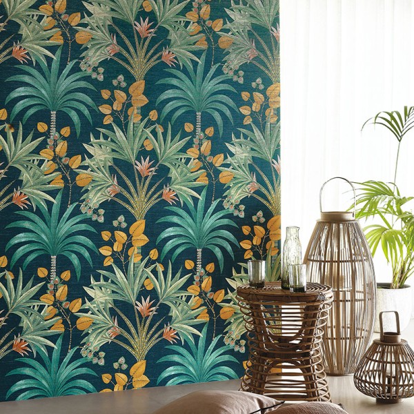 Papel pintado PALMERAS ÍNDICAS TURQUESA Papel pintado PALMERAS ÍNDICAS TURQUESA