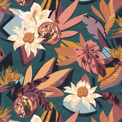 Paper pintat VEGETACIÓ TROPICAL TURQUESA Paper pintat VEGETACIÓ TROPICAL TURQUESA