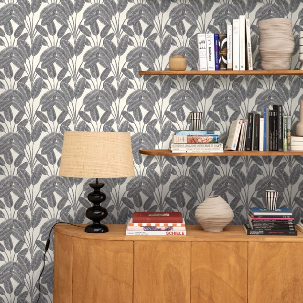 Papel pintado HOJAS DE PLÁTANO NEGRO MLGT_10432_09_31