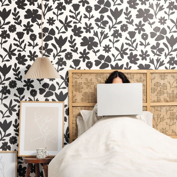 Papel pintado MARGARITAS BLANCO Y NEGRO MLGT_10434_09_14