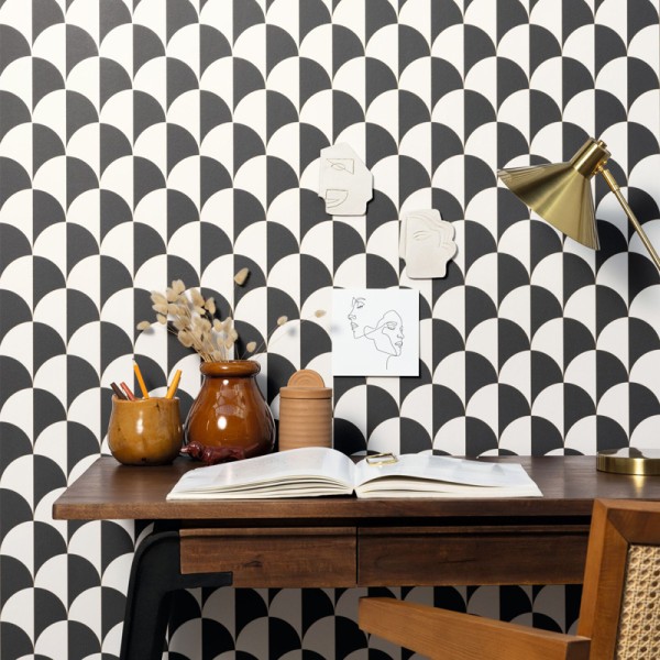 Papel pintado GEOMÉTRICO ARCOS BLANCO Y NEGRO MLGT_10424_09_26