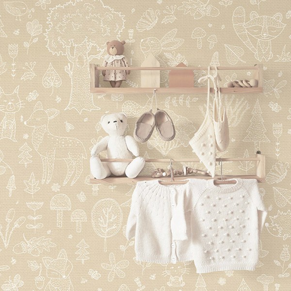 Papel de parede FLORESTA INFANTIL BEGE 14809