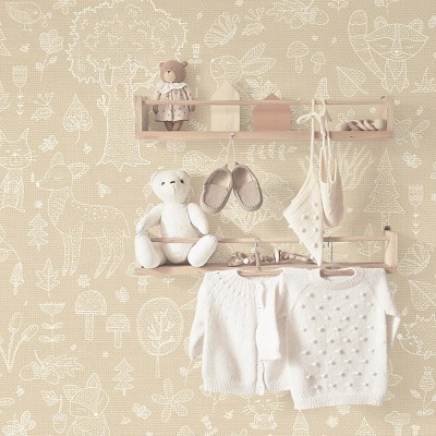 Papel de parede FLORESTA INFANTIL BEGE 14809