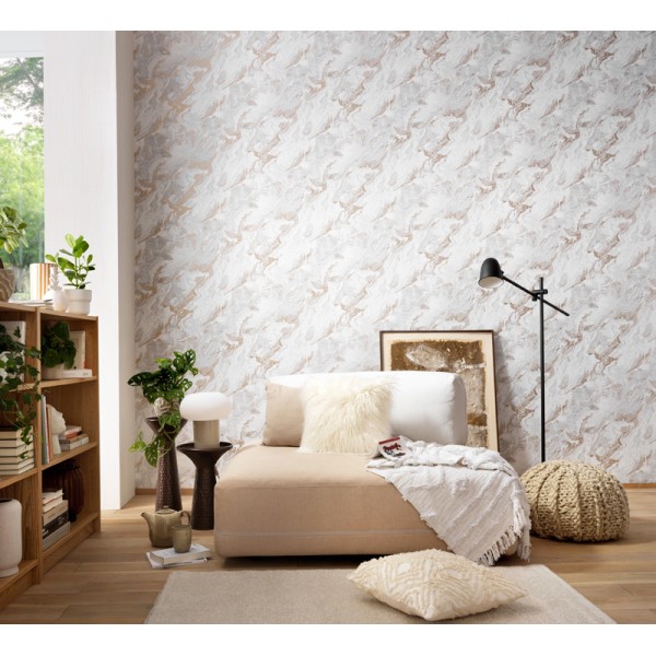 Papel pintado efecto mármol dorado cobrizo Papel pintado efecto mármol dorado cobrizo