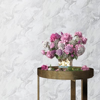 Papel pintado efecto mármol blanco perla 2