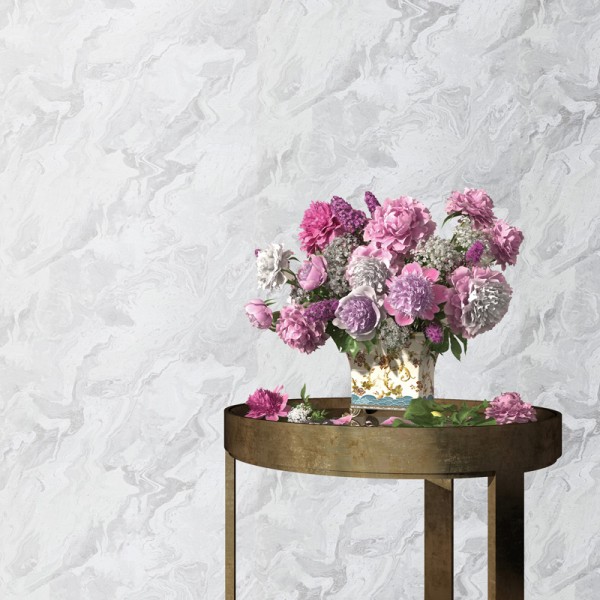 Papel pintado efecto mármol blanco perla Papel pintado efecto mármol blanco perla