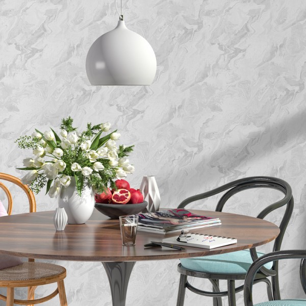 Papel pintado efecto mármol blanco perla Papel pintado efecto mármol blanco perla