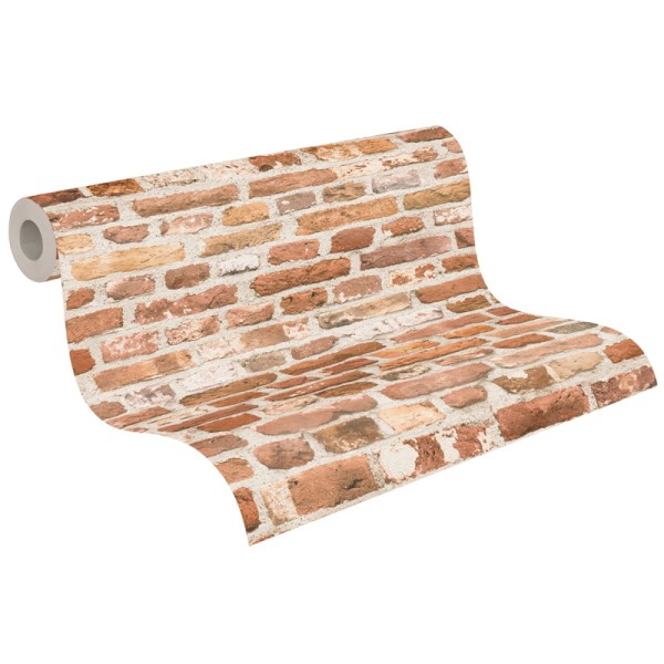 Papel de parede de tijolo industrial avermelhado