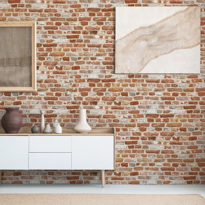 Papel de parede de tijolo industrial avermelhado 2