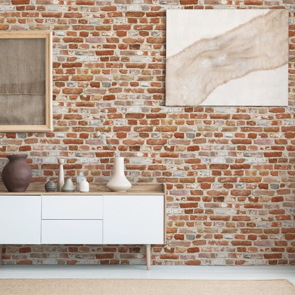 Papel de parede de tijolo industrial avermelhado