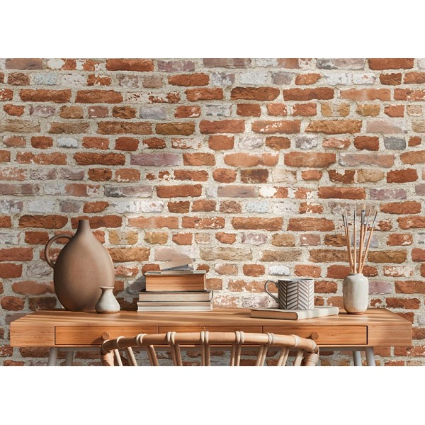 Papel Pintado Ladrillo Industrial Rojizo