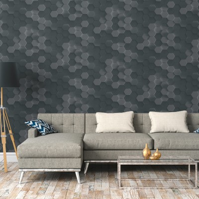 Papel pintado 3D Colmena Negro 2