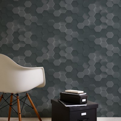 Papel pintado 3D Colmena Negro