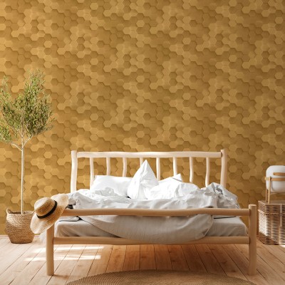 Papel de parede 3D Colmeia Ouro