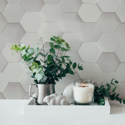 Papel de parede 3D Colmeia Branco