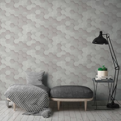Papel de parede 3D Colmeia Branco