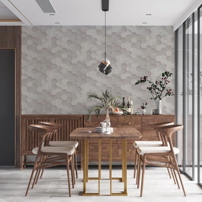 Papel de parede 3D Colmeia Branco