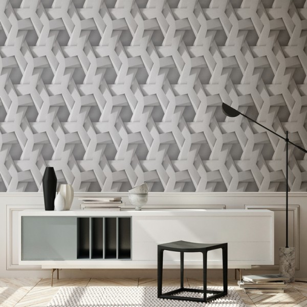 Papel de parede Tridimensional Cinza Claro
