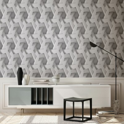 Papel de parede Tridimensional Cinza Claro