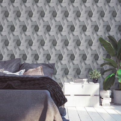 Papel de parede Tridimensional Cinza