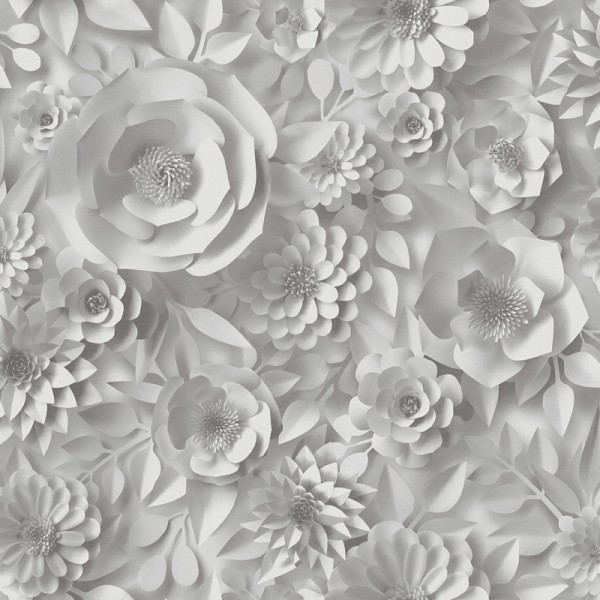 Papel pintado Flores 3D Gris