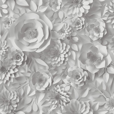 Papel de parede Flores 3D Cinza Papel de parede Flores 3D Cinza