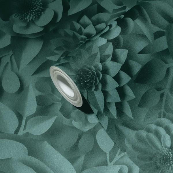Paper pintat Flors 3D Verd Paper pintat Flors 3D Verd