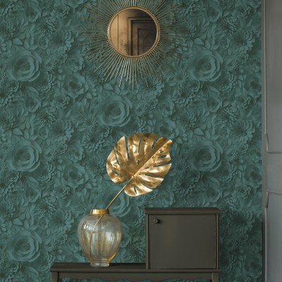 Papel pintado Flores 3D Verde