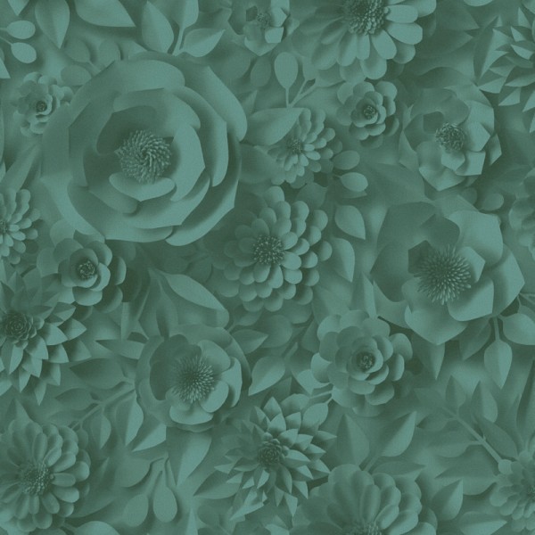 Papel pintado Flores 3D Verde