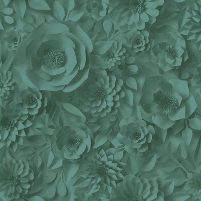 Papel pintado Flores 3D Verde