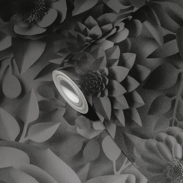 Papel de parede Flores 3D Preto Papel de parede Flores 3D Preto