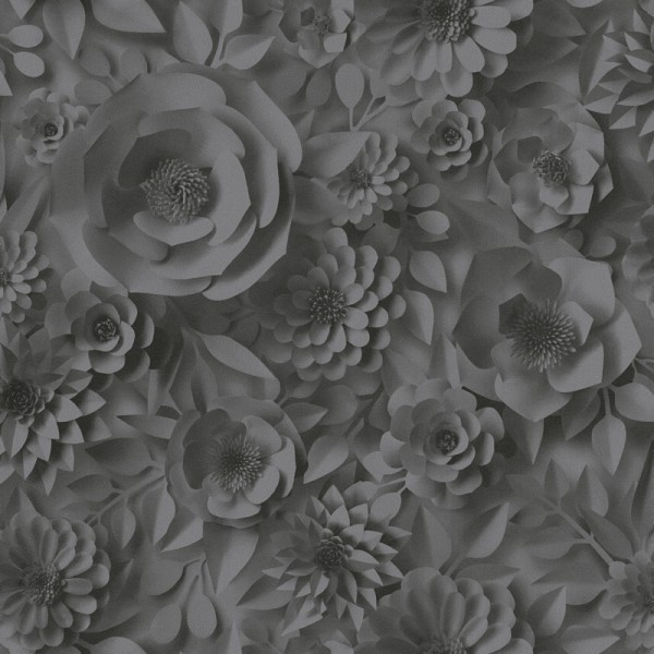 Paper pintat Flors 3D Negre