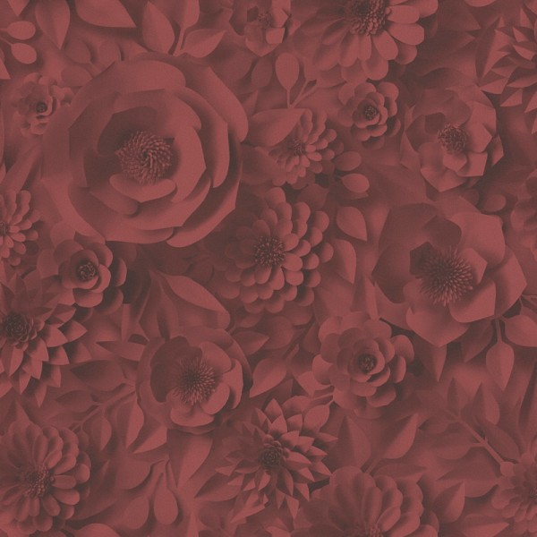 Papel de parede Flores 3D Borgonha