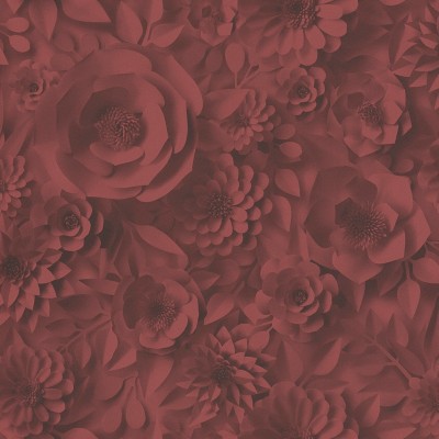 Papel de parede Flores 3D Borgonha
