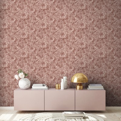 Papel de parede Flores 3D Rosa Vintage 2