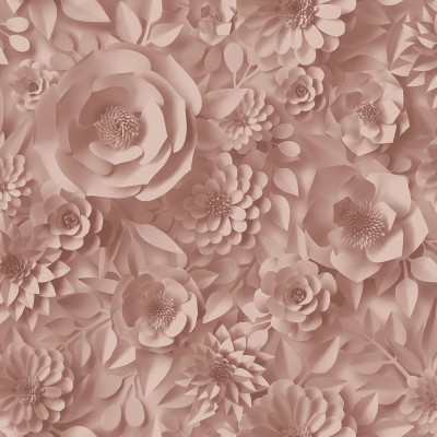 Papel de parede Flores 3D Rosa Vintage