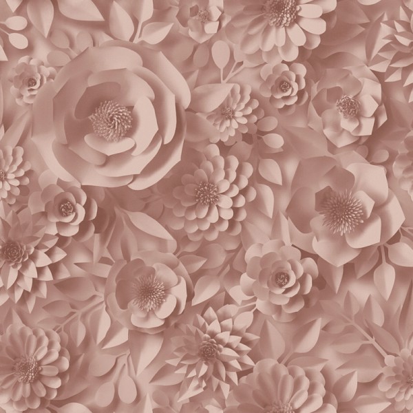 Papel de parede Flores 3D Rosa Vintage