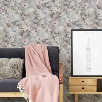 Paper pintat Flors Primavera Gris