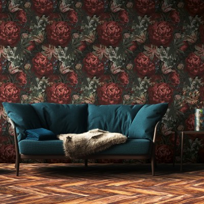Papel pintado Rosas Rojas Papel pintado Rosas Rojas