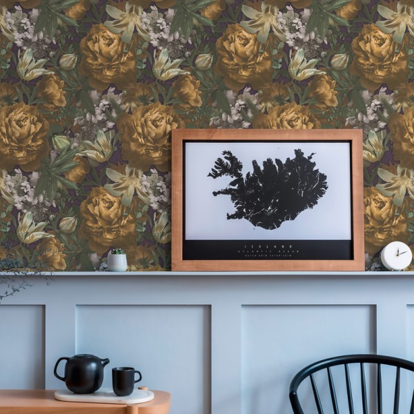 Papel de parede Rosas Ocre Papel de parede Rosas Ocre