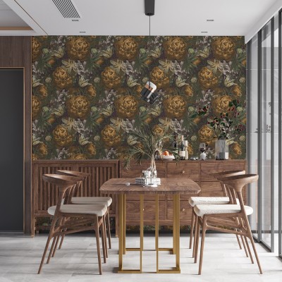 Paper pintat Roses Ocre 2