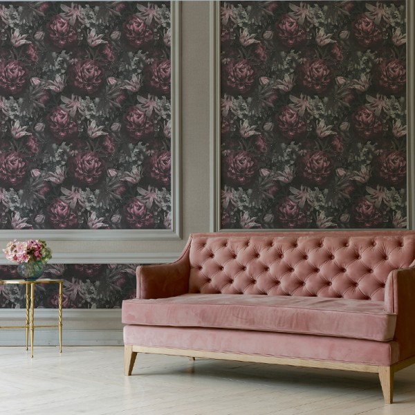 Papel pintado Rosas Rosa Antiguo