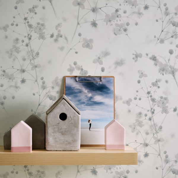 Papel pintado Flores Efecto Profundidad Grises