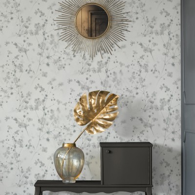 Papel de parede Flores Efeito Profundidade Cinza Papel de parede Flores Efeito Profundidade Cinza