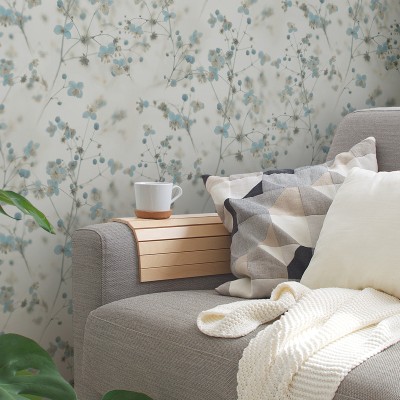 Papel de parede Flores Efeito Profundidade Azuis Papel de parede Flores Efeito Profundidade Azuis