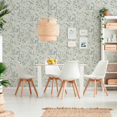 Papel pintado Flores Efecto Profundidad Azules 2