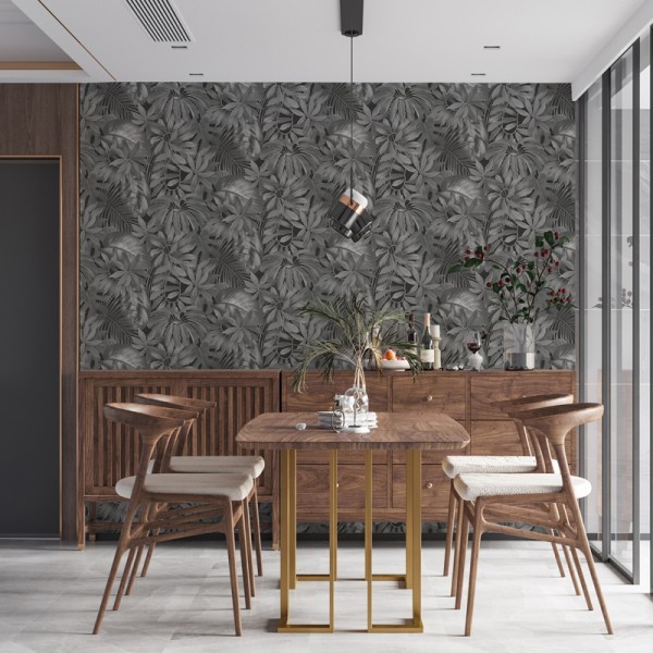 Papel pintado Plantas Exóticas Grises Papel pintado Plantas Exóticas Grises