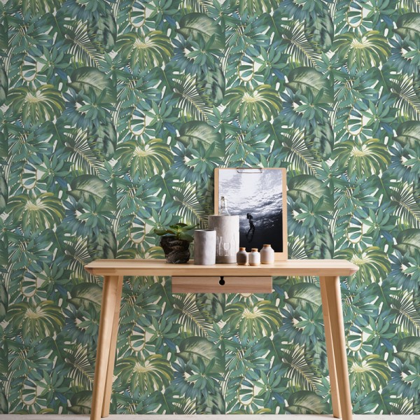 Papel pintado Plantas Exóticas Verde Natural